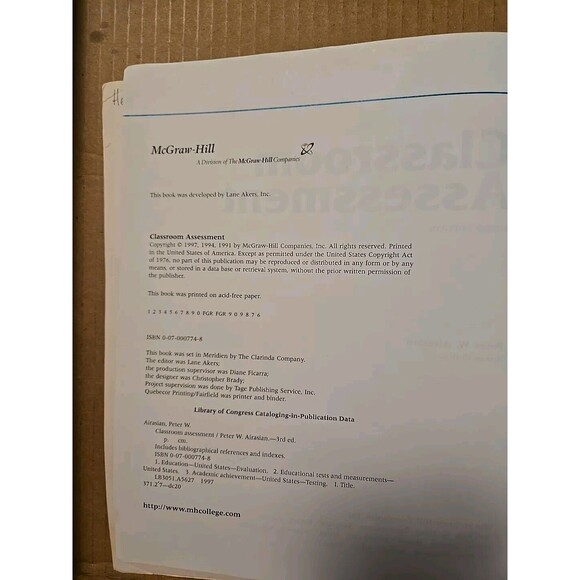 Third Edition Classroom Assessment by Peter W. Airasian, College Textbook - Picture 3 of 7